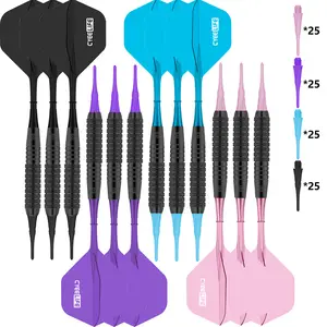 CyeeLife 12pcs 18g Soft Tip Darts Set Black Barrel 4 Color Molded Shafts and Flights with Extra Tips Dart Tool