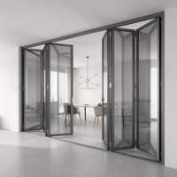 Porte pliante en aluminium et verre pour intérieur résidentiel, cloison de pièce pliable empilable de style moderne et minimaliste