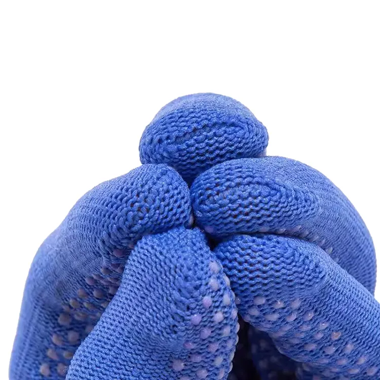 7 Gauge Anti-slip Cotton Knitted Gloves PVC Dots Gloves PVC dotted Gloves for farm construction
