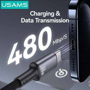 USAMS SJ751 <span class=keywords><strong>barato</strong></span> colorido luz Android teléfono móvil USB-C a tipo C 240W 1,2 M PD tipo C Cable de datos de carga rápida para <span class=keywords><strong>Macbook</strong></span> - Product Image 2