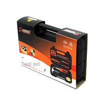 Ensemble de 9 outils combinés en acier au carbone avec mallette rigide, marteau, pinces, tournevis, ruban à mesurer pour la maison et l'automobile