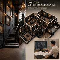 Style néoclassique sombre, design 3D d'intérieur complet pour villa de luxe, manoir