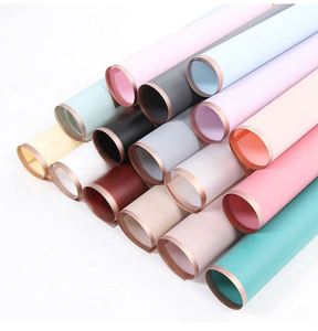 กระดาษห่อดอกไม้กันน้ำ ฟิล์มพลาสติก OPP โปร่งแสง พร้อมขอบสีทอง ปั๊มร้อนลายพิมพ์ - Product Image 2