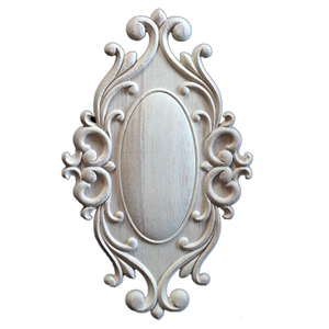 2023 2 pièces Appliques en bois européennes décoratives en bois sculpté décalcomanie non peinte sculpture pour meubles porte <span class=keywords><strong>lit</strong></span> armoire - Product Image 1