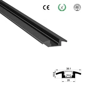 Profilé en aluminium pour éclairage de bande Led Plinthe en aluminium Jupe rainurée Profilés de bord de nez d'escalier Profilés Led Noir