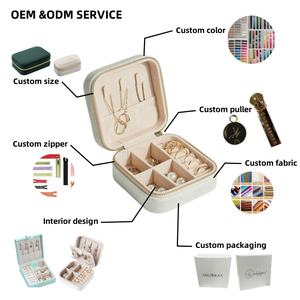 Изготовленный на заказ логотип маленькие кольца серьги ожерелье коробка для хранения бархатный Дорожный Чехол для ювелирных изделий с кожаной организацией - Product Image 3