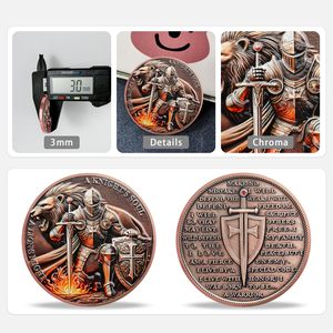 Moneta Commemorativa Personalizzata Cavaliere e Leone: Medaglione del Valore Cavalleresco e dello Scudo Sacro |   Regali Commemorativi per Collezionisti, Storici - Product Image 4