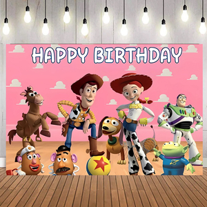 Personnage de dessin animé Toy Story toile de fond bannière personnalisée imprimée enfants garçon <span class=keywords><strong>joyeux</strong></span> <span class=keywords><strong>anniversaire</strong></span> fête décorations toile de fond bannière - Product Image 4