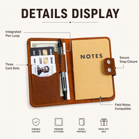 Couverture de carnet de notes en cuir personnalisée avec logo, pochette pour carnet de notes, portefeuille avec boucle pour stylo