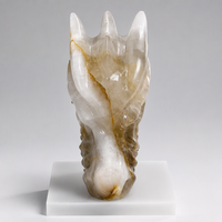 Crânes de dragon en quartz naturel sculptés à la main, tailles personnalisées, pierres précieuses de guérison, figurine DIY, décoration intérieure