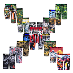 Calzoncillos bóxer de algodón y elastano para hombre, transpirables, de tiro medio, suaves, delgados, cómodos, con logo digital personalizado en la cintura, ideales para dropshipping. - Product Image 2