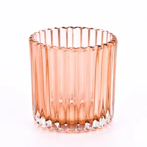 Candelabros de vidrio personalizados, vasos de vela de vidrio naranja transparente