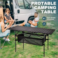 Mobilier d'extérieur Table pliante portable rectangulaire en rouleau avec sac de rangement Table de pique-nique pour camping en plein air