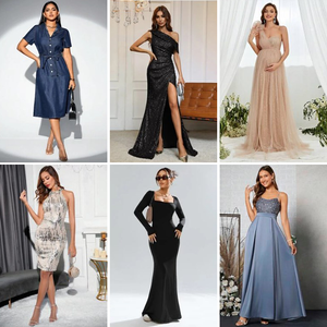 Vestidos de Noche Largos Plisados con Tirantes, Elegantes, Modernos y Sensuales para Mujer, de Segunda Mano, Liquidación al Por Mayor - Product Image 3