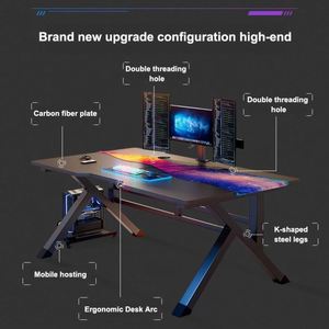 Mesa de Juego para Computadora, <span class=keywords><strong>Escritorio</strong></span> de Oficina en Forma de K, Mesa de Computadora Negra, Mesa de Computadora <span class=keywords><strong>Cyber</strong></span> Bar - Product Image 6