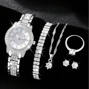 Coffret Cadeau de Luxe Saint-<span class=keywords><strong>Valentin</strong></span> 2026 : Collier, Bracelet, Boucles d'Oreilles, Bague en Diamant avec <span class=keywords><strong>Montre</strong></span> en Quartz Romain et Parure de Bijoux - Product Image 4