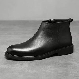 Men's PU Chelsea <b>Boots</b> with Solid Color Design Retro European Style Winter Slip-On <b>Boots</b> for Ins Social Platform - Product Image 6