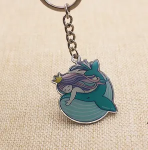 Lovely Cheap Silver Print Cartoon Keyring Little Mermaid Keychain Wholesale