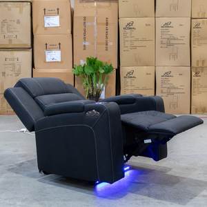 <span class=keywords><strong>Fauteuil</strong></span> inclinable chauffant et massant CYPowered moderne avec télécommande en cuir synthétique et structure en bois - Canapé de cinéma maison - Product Image 5