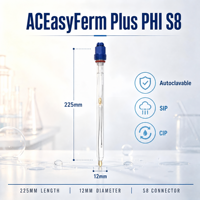 Sonde d'électrode pH en verre pharmaceutique ACITEK S8 225 mm 0-140°C Capteur de pH haute température pour surveillance de bioréacteur WFI OEM ODM