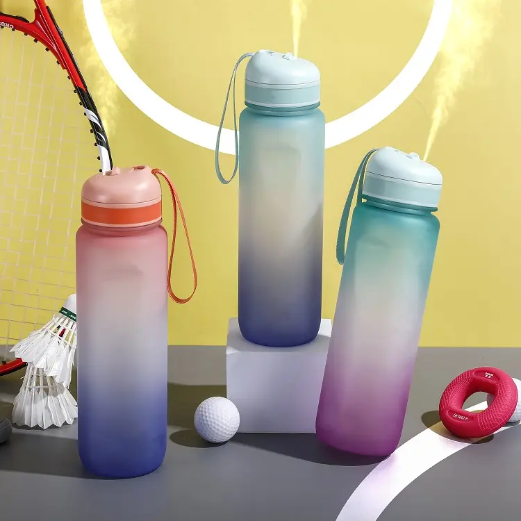 EVERICH hot style BPA Kostenlose Luftbe feuchter flasche mit Sprüh gerät tragbare Plastik wasser flasche 32oz