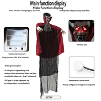 Nouveau Pendentif Fantôme Vampire Halloween 2026, Accessoire Décoratif Lumineux à Détection Électrique et Vibration pour Chambre Secrète et Maison Hantée