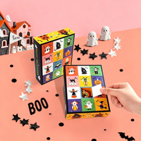 Boîte en carton pliable personnalisée avec logo pour Halloween, avec bouton, pour petits cadeaux, emballage en carton recyclé, vente en gros