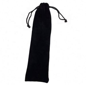 Velvet <b>Drawstring</b> Hand Fan Protective <b>Pouch</b> Pocket Black Fabric Sleeve for Jewelry Wedding Party Promotional Party Supplies - Product Image 5