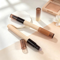 Pinceau de maquillage double embout avec applicateur stylo, pour commande en gros personnalisée, pour fard à paupières, illuminateur, contour, et tube d'emballage cosmétique