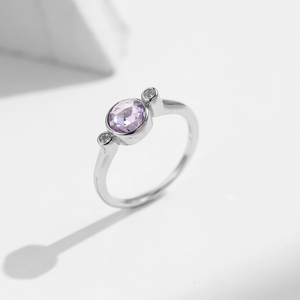 925 sterling Silver high-end Chiều cao sự khác biệt ban nhạc Thiết kế ánh sáng màu tím Rose cut Nhẫn cổ điển cho phụ nữ - Product Image 5