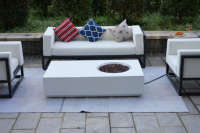 Table de feu portable rectangulaire moderne en béton au gaz naturel avec une puissance de chauffage de 65 000 BTU pour mobilier d'extérieur