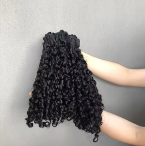 Haut de gamme 12A Grade Fumi Hair Super Double dessiné vierge cuticule alignée faisceaux de <span class=keywords><strong>cheveux</strong></span> brésiliens Funmi Pixie Curl <span class=keywords><strong>couleur</strong></span> naturelle - Product Image 4
