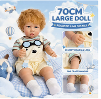 Poupée reborn réaliste de 26 pouces (70 cm), poupée en vinyle souple avec vêtements en peluche interchangeables, jouet de simulation pour enfants