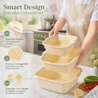 Bac à Laver et Panier Filtrant Magnétique Empilable pour Légumes et Fruits, Grande Capacité, Fourniture de Restaurant, Séchage Rapide