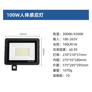 Reflector LED de 300W, IP65, 6000K, Luz Diurna, Control Remoto, Cuerpo de Plástico, Uso en Exteriores y Jardines, Alto Brillo, Montaje en Superficie, CE - Product Image 5