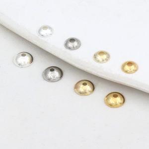 ฝาครอบลูกปัดชุบทอง 14k 18k ลูกปัดทรงกลมสำหรับทำสร้อยข้อมือ อุปกรณ์ทำเครื่องประดับ สีเงิน สีทอง ฐานทองแดง - Product Image 4
