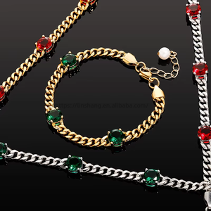 New Color-Retaining Stainless Steel Cuban Chain Simple Unique <b>Gemstone</b> <b>Bracelet</b> European American Unisex Chain Tanjing - Product Image 2