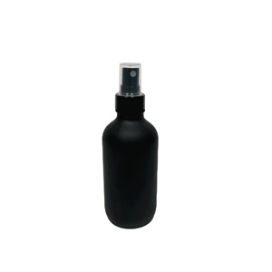 Botol semprot kaca bulat hitam matte 120ml 4oz dengan penyemprot kabut halus