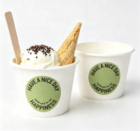 Gobelet en papier premium doré pour crème glacée, personnalisable avec logo, à paroi simple, recyclable, jetable, pour gelato et desserts glacés, avec couvercle, 5 oz