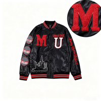 Blouson Bomber Nouveau Tendance pour Homme avec Logo Personnalisé, Veste Varsity Y2K en Cuir Épissée, Broderie Lettres Hip-Hop, Style Baseball