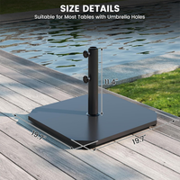 JH-Mech Support de parasol mobile en acier noir épaissi, durable et robuste, avec roulettes et base lestée