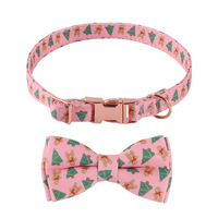 Doe Accessoires pour chiens Collier pour chien avec nœud papillon Choke Dogs Carve Metal Buckle Collar Christmas Floral Quick Release Pet Collar