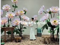 Fleur de lotus en tissu de soie artificielle, sur pied, taille personnalisée, 10 couleurs, décoration pour mariage, remise de diplôme, Pâques, fête