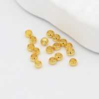 Perle de positionnement plaquée or 14K, finition aplatie en cuivre pur plaqué or véritable 18K, pour bracelet perlé fait main DIY