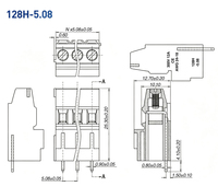 Bloc de bornes à vis pour circuit imprimé 128H-5.08mm 2-24P 300V 12A