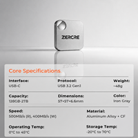 ZERCRE Mini SSD Portatile 128GB 256GB 512GB 1TB 2TB USB 3.2 Gen1 Tipo C 500MB/s Unità a Stato Solido Esterna ad Alta Velocità