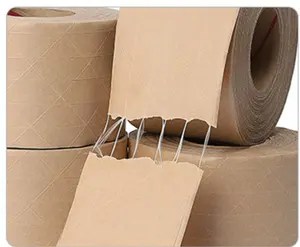 Ruban d'emballage écologique de marque personnalisée biodégradable en papier kraft avec logo Ruban d'emballage d'expédition inscriptible recyclable pour sceller