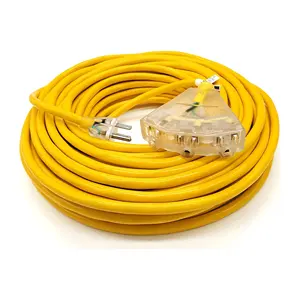 16 Gauge Heavy Duty 3 Outlet Lighted SJTW Indoor Outdoor Yellow Appliances Extension Cord