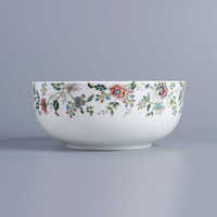 Bol à nouilles de 7 pouces de style chinois avec motif de plantes et de fleurs, couleur sous-glaçure, écologique, durable, passe au lave-vaisselle, en céramique