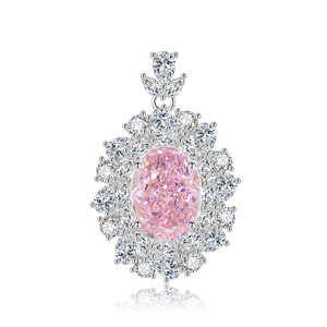 Magnifiques bijoux de mode attrayants, anneaux ovales en zircone cubique rose 10*14mm, collier en cuivre pour femmes - Product Image 6